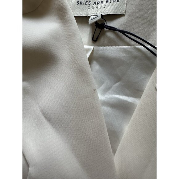 Skies Are Blue Blazer Off White Scalloped Size 2X Open Front Career Jacket NWT - Picture 11 of 16